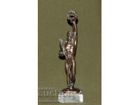 Figurină metalică de autor, sculptură atlet cu cunună