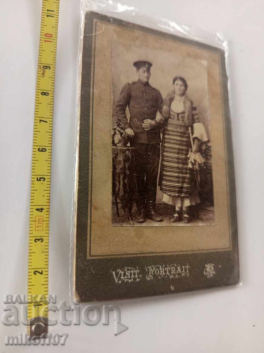 Military photo cardboard photograph Folk costume