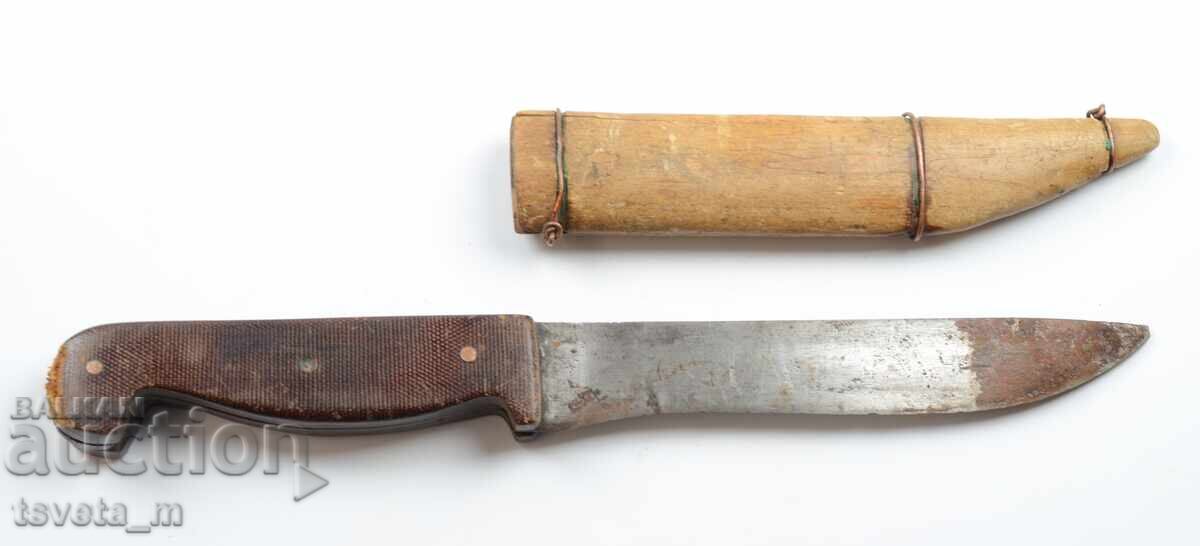Auction  Antique knife with a wooden sheath