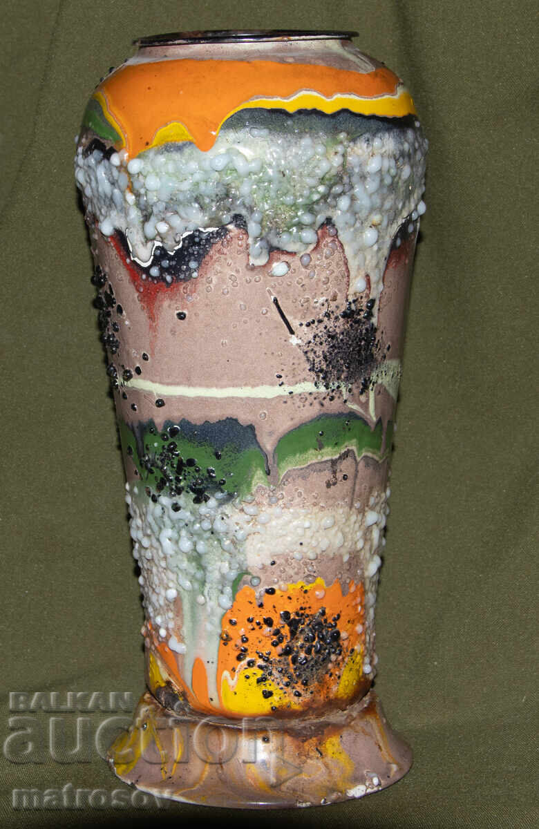 Χειροποίητο μεταλλικό βάζο ζωγραφισμένο στο χέρι - 5