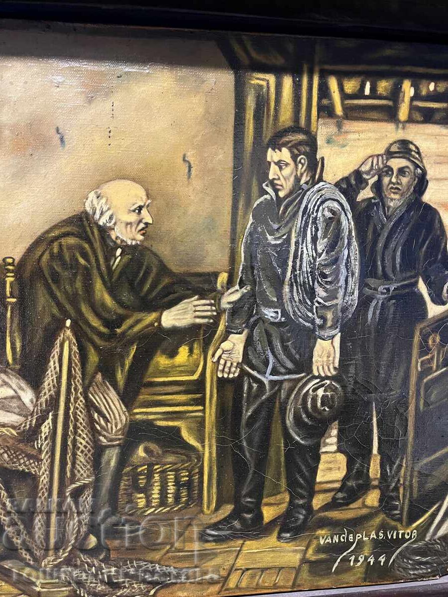 Licitație Tablou vechi din 1944, cu vopsele de ulei pe pânză Licitație Tablou vechi din 1944, cu vopsele de ulei pe pânză