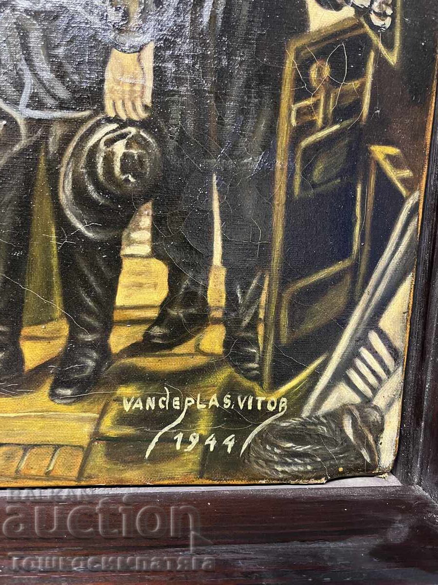 Livrarea Tablou vechi din 1944, cu vopsele de ulei pe pânză Livrarea Tablou vechi din 1944, cu vopsele de ulei pe pânză