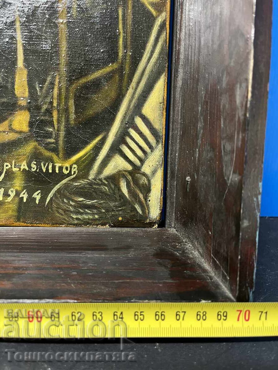 Tablou vechi din 1944, cu vopsele de ulei pe pânză - 6 Tablou vechi din 1944, cu vopsele de ulei pe pânză - 6