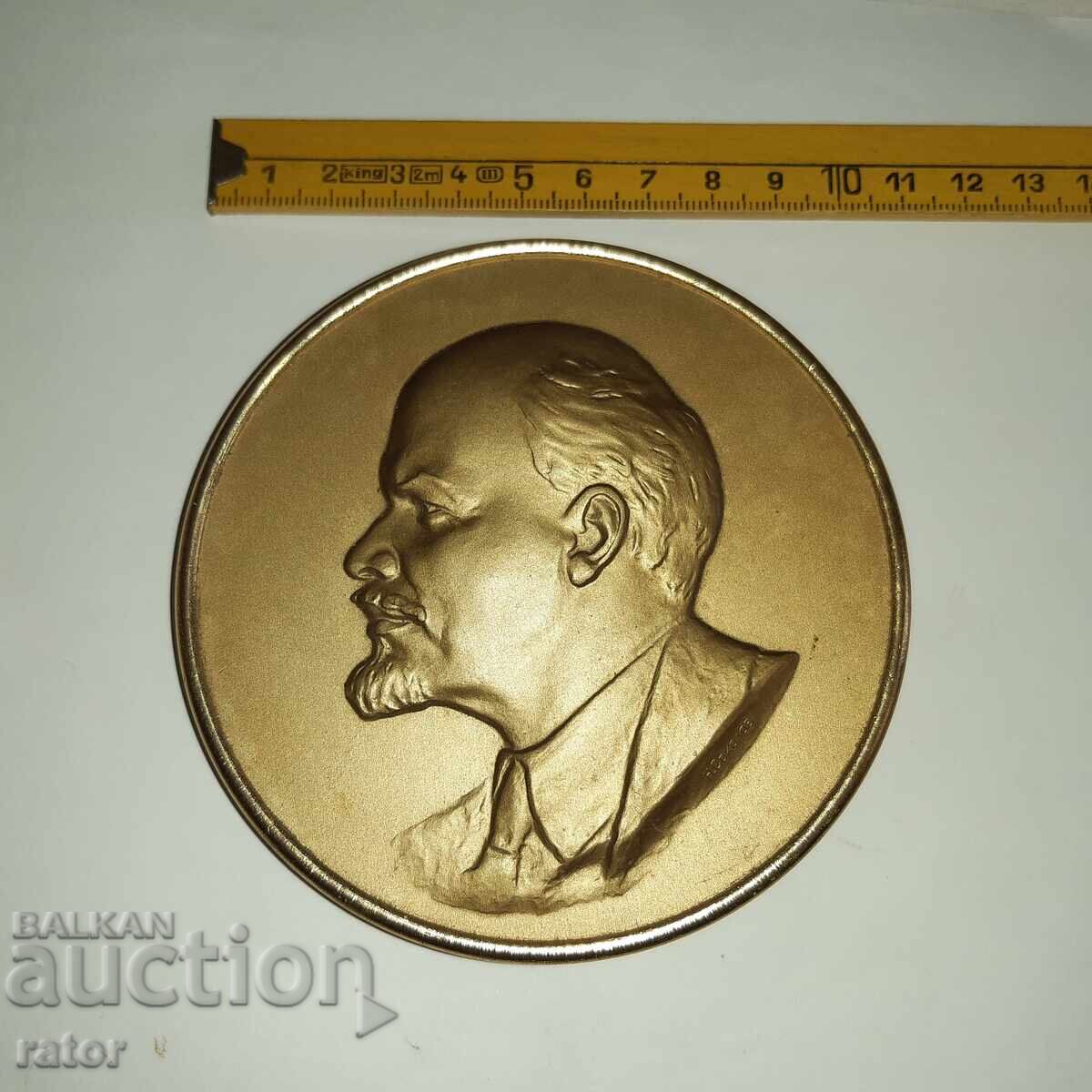Placă mare de birou, panou de bronz - LENIN. Rusia, URSS cu preț 21.99 BGN | € 11.24