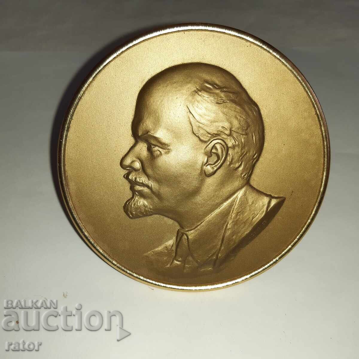 Placă mare de birou, panou de bronz - LENIN. Rusia, URSS