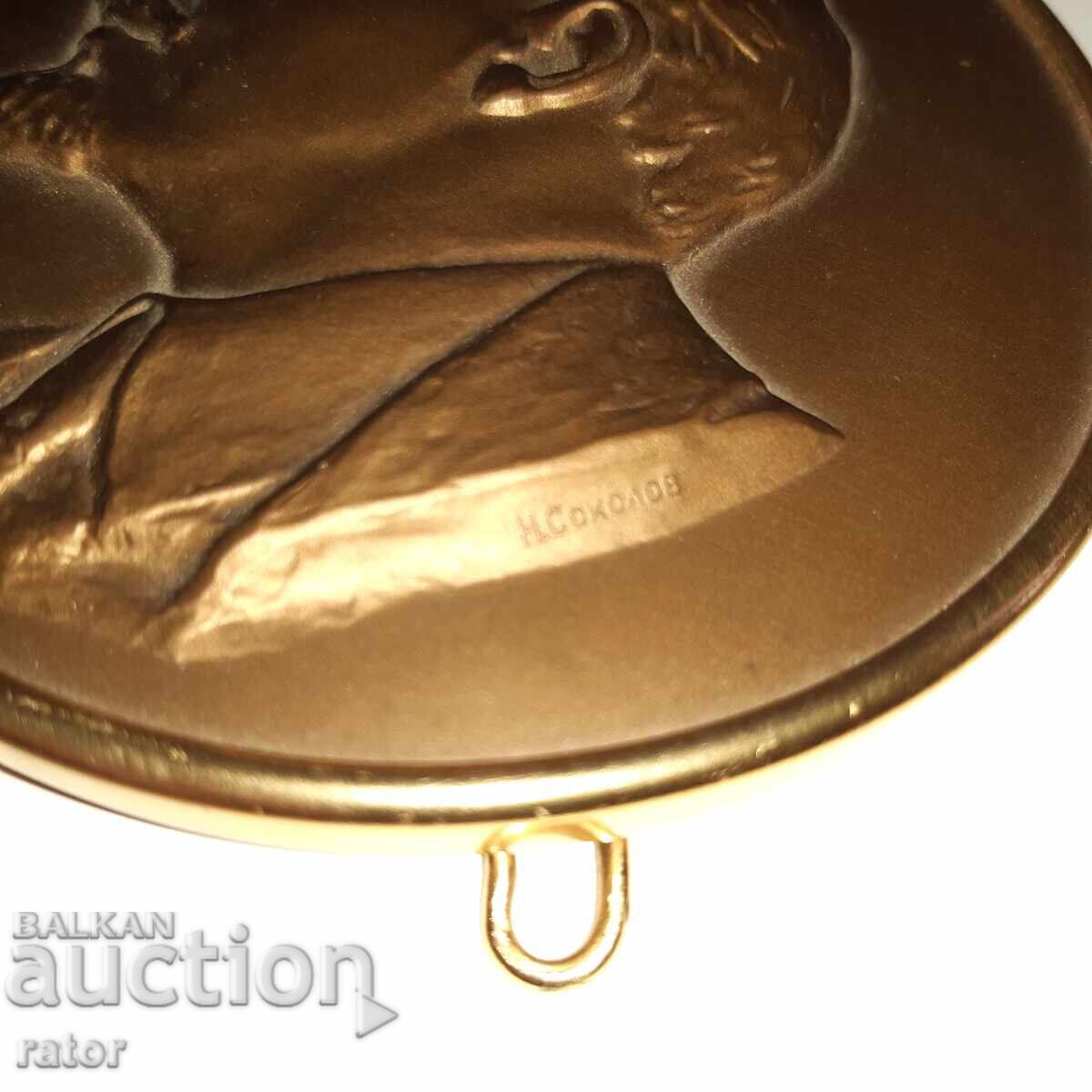 Placă mare de birou, panou de bronz - LENIN. Rusia, URSS - 6