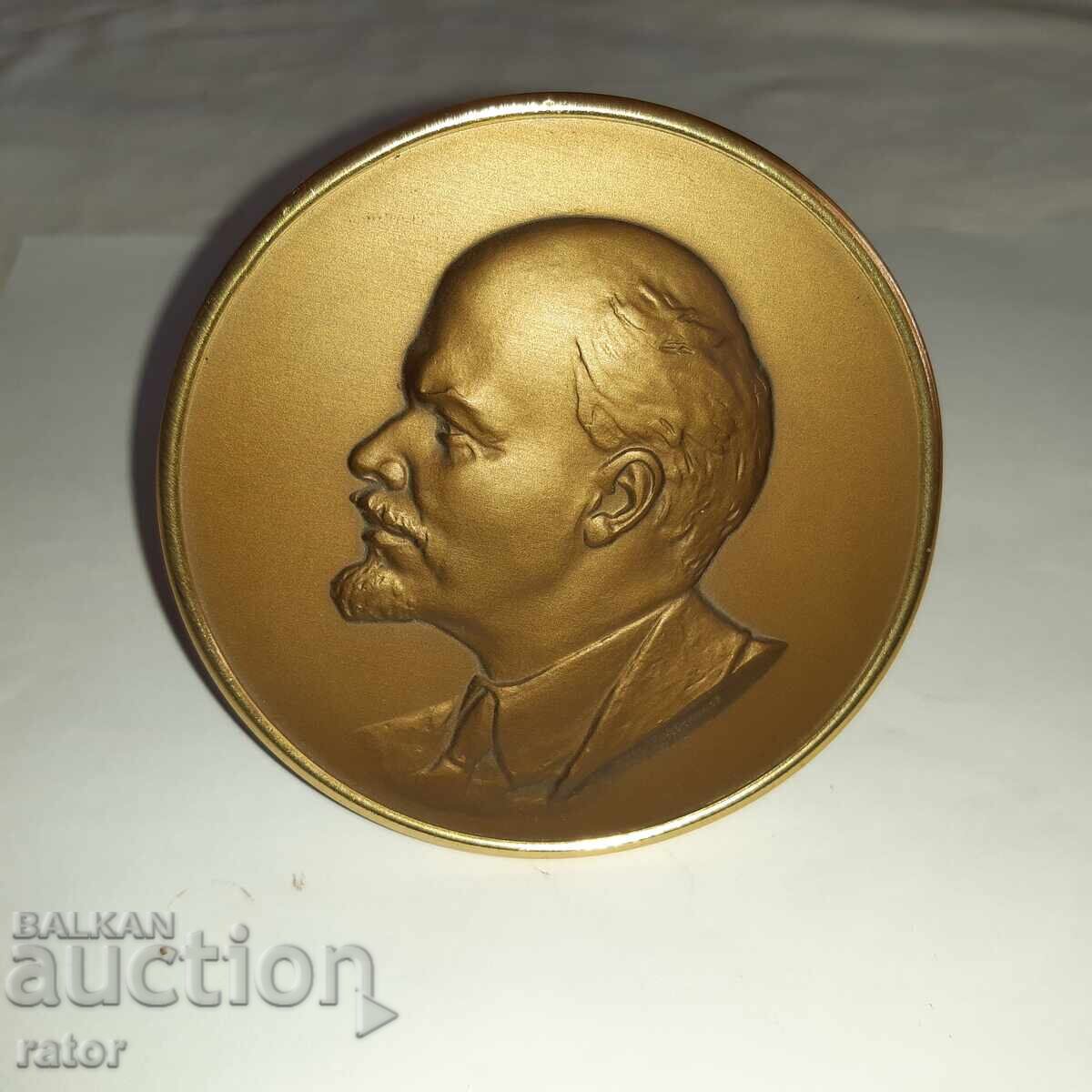 Placă mare de birou, panou de bronz - LENIN. Rusia, URSS