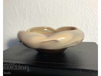 Scrumieră din sticlă solidă chihlimbar irizat până la roz pal