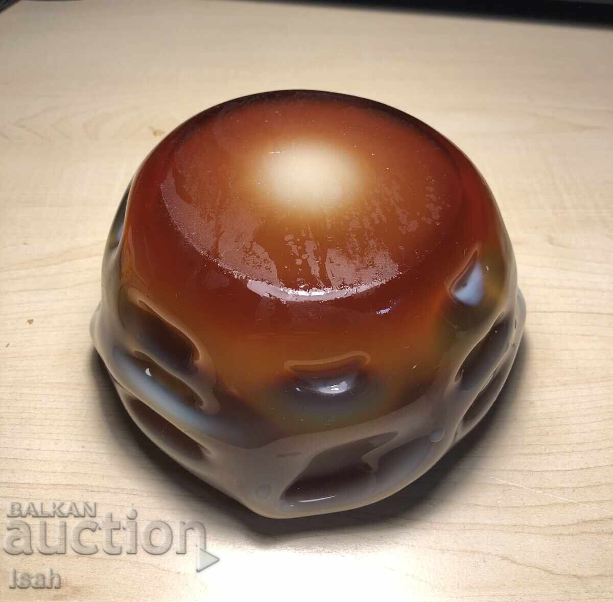 Δημοπρασία Τεράστιο γυάλινο τασάκι κεχριμπαρένιο χρώμα