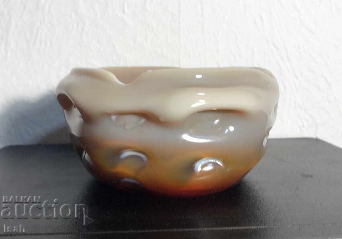 Παράδοση Τεράστιο γυάλινο τασάκι κεχριμπαρένιο χρώμα