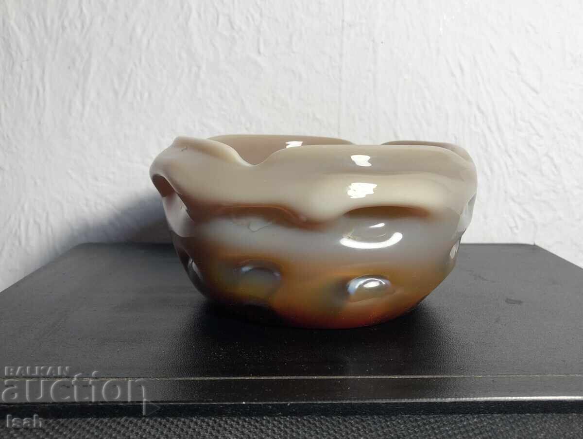 Τεράστιο γυάλινο τασάκι κεχριμπαρένιο χρώμα - 6