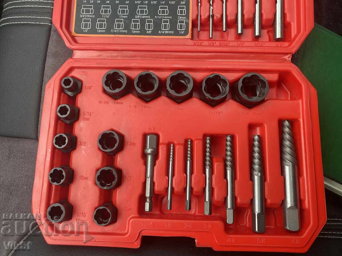 Extractoare pentru piulițe și șuruburi deteriorate 8-19 mm, 26 piese cu preț 78.50 BGN | € 40.14 Extractoare pentru piulițe și șuruburi deteriorate 8-19 mm, 26 piese cu preț 78.50 BGN | € 40.14