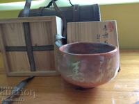 Стара-антична японска керамика - купа за чай-Йероглиф-Япония
