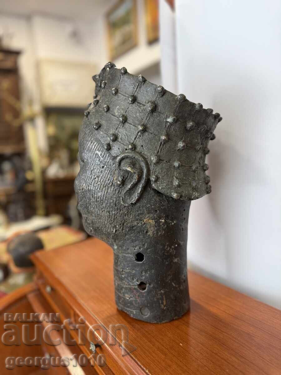 Αφρικανική τέχνη μπρούτζινο κεφάλι Μπενίν №7390 με τιμή 1100.00 BGN | € 562.42