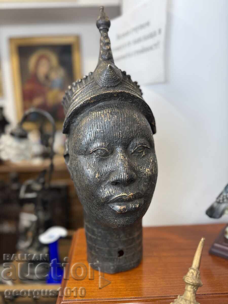 Δημοπρασία Αφρικανική τέχνη μπρούτζινο κεφάλι Μπενίν №7390