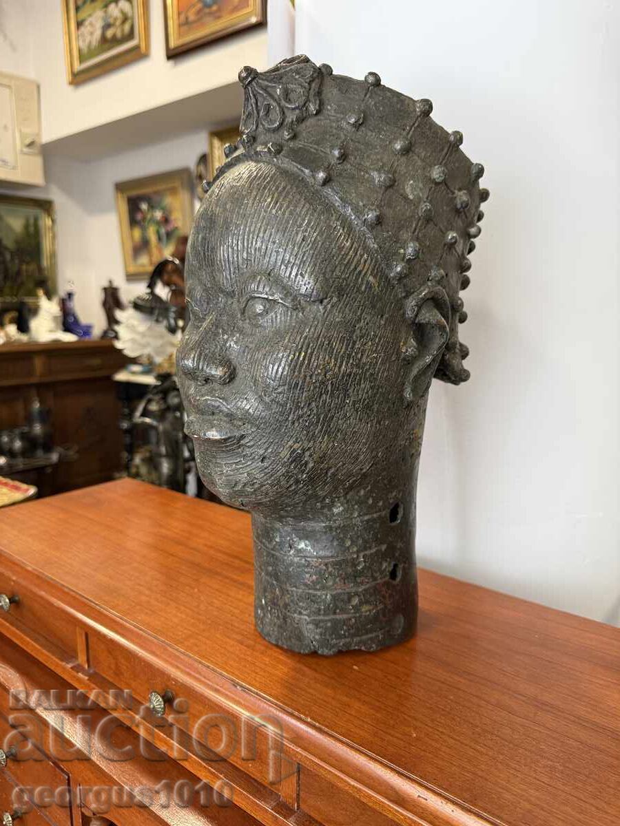 Παράδοση Αφρικανική τέχνη μπρούτζινο κεφάλι Μπενίν №7390