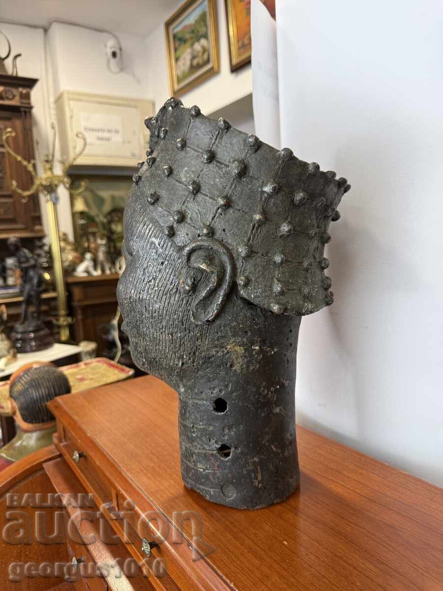 Αφρικανική τέχνη μπρούτζινο κεφάλι Μπενίν №7390 - 7