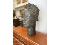 Αφρικανική τέχνη μπρούτζινο κεφάλι Μπενίν №7390