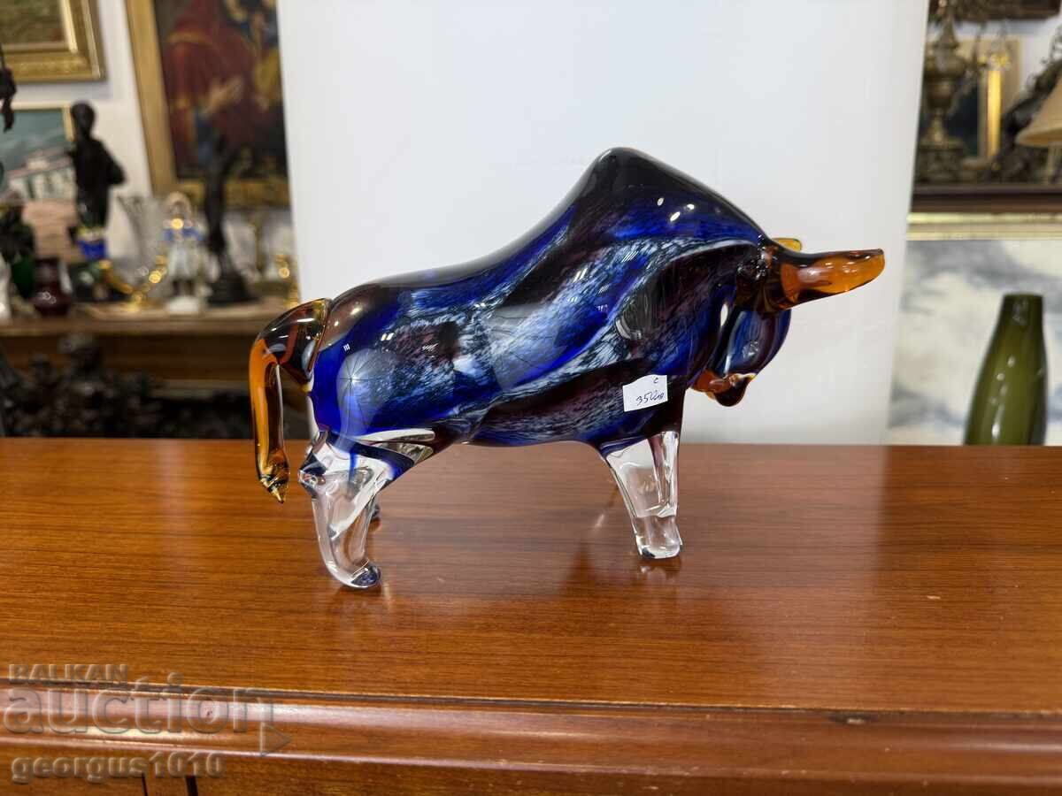 Γυάλινη φιγούρα ταύρος/βίσωνας από έγχρωμο γυαλί №7391 - 5