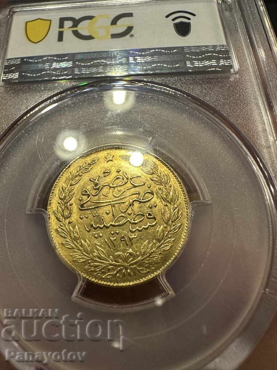 100 KURUSH AU 58 AUR 58 ZLATO TURCIA IMPERIUL OTOMAN PCGS NGC TOP - 6