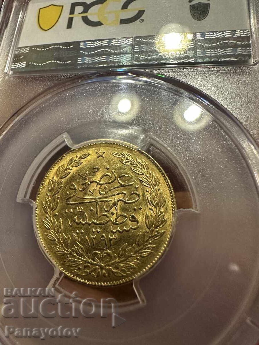 100 KURUSH AU 58 AUR 58 ZLATO TURCIA IMPERIUL OTOMAN PCGS NGC TOP - 7