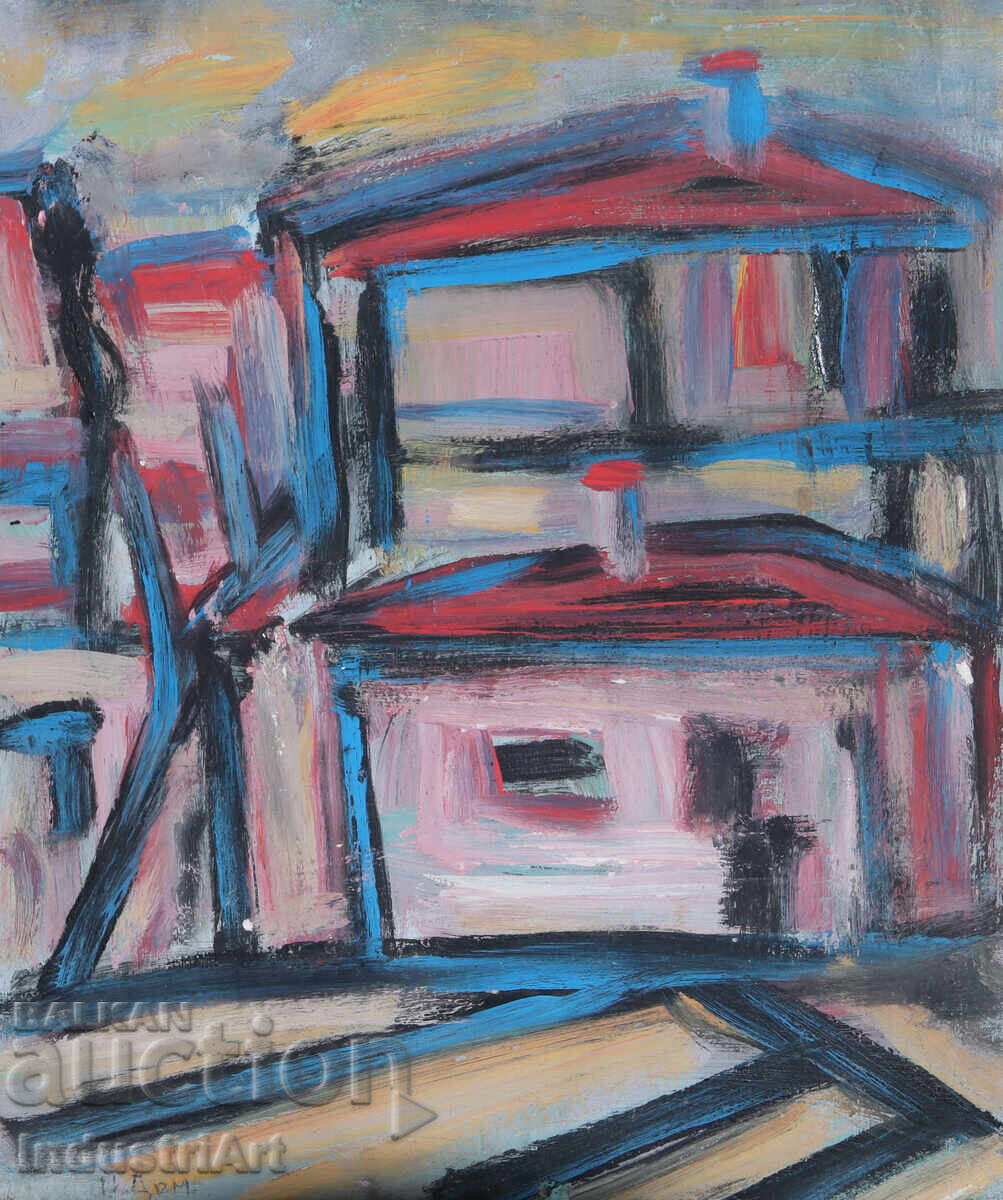 Delivery of Oil painting, genre scene, houses