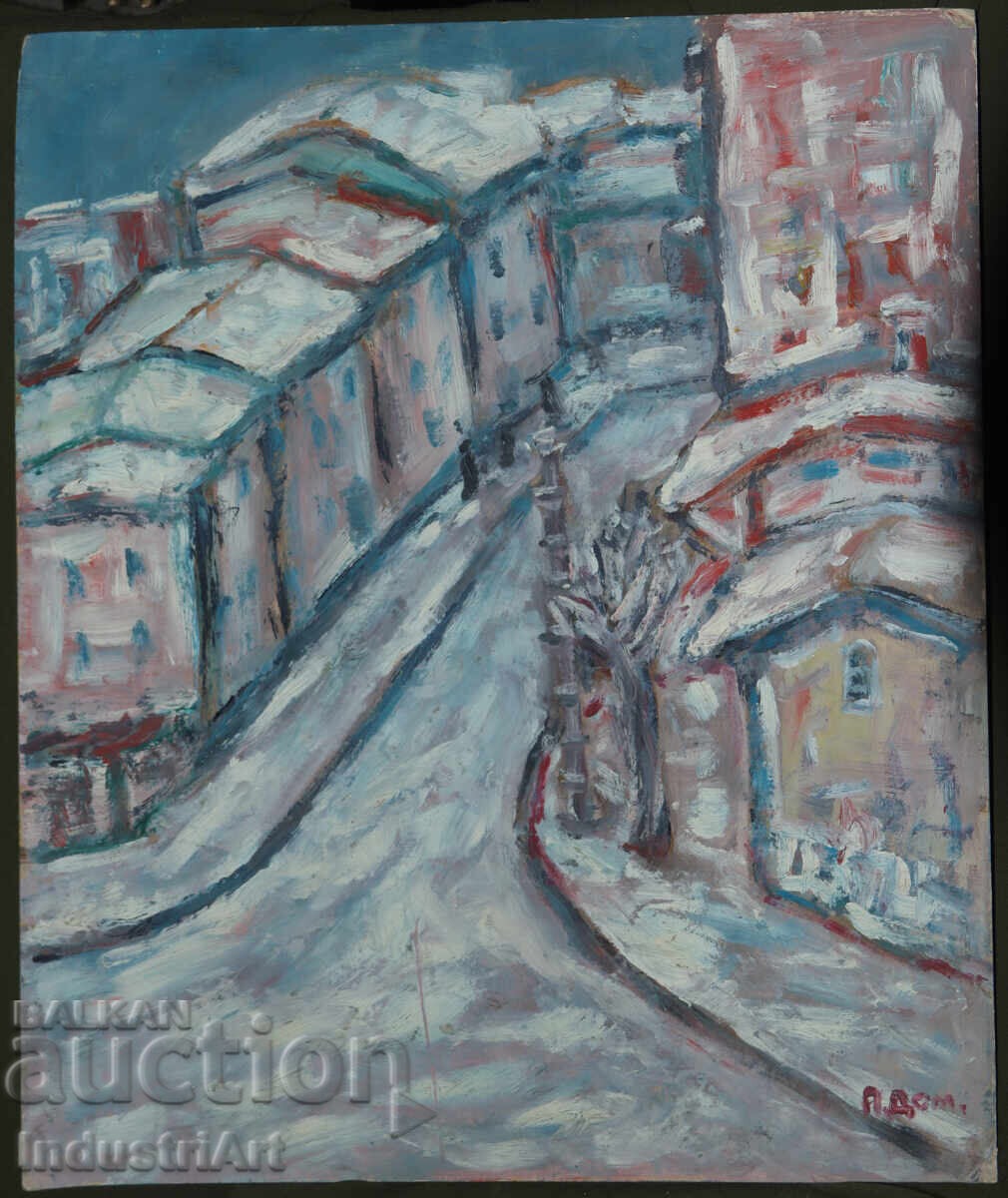 Oil painting, genre scene, cityscape with price 160.00 BGN | € 81.81