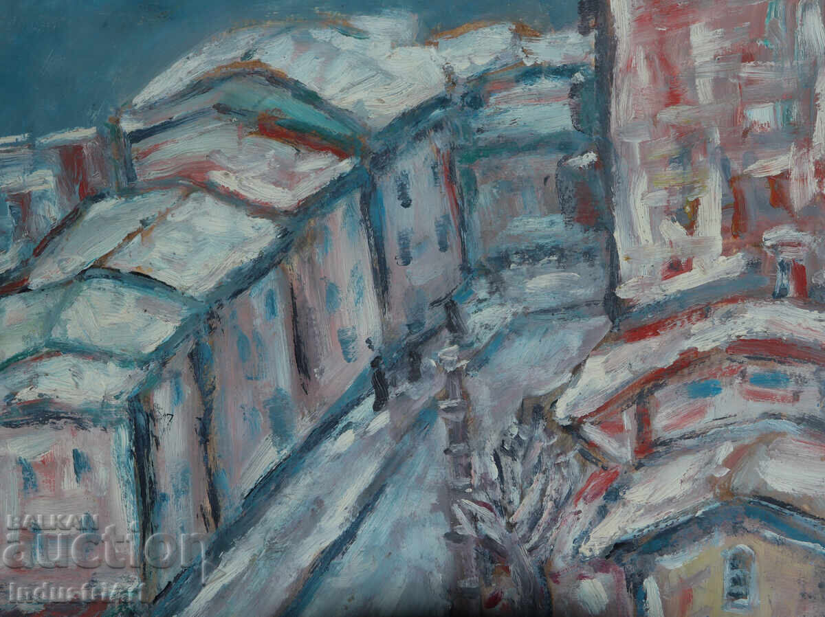 Auction  Oil painting, genre scene, cityscape