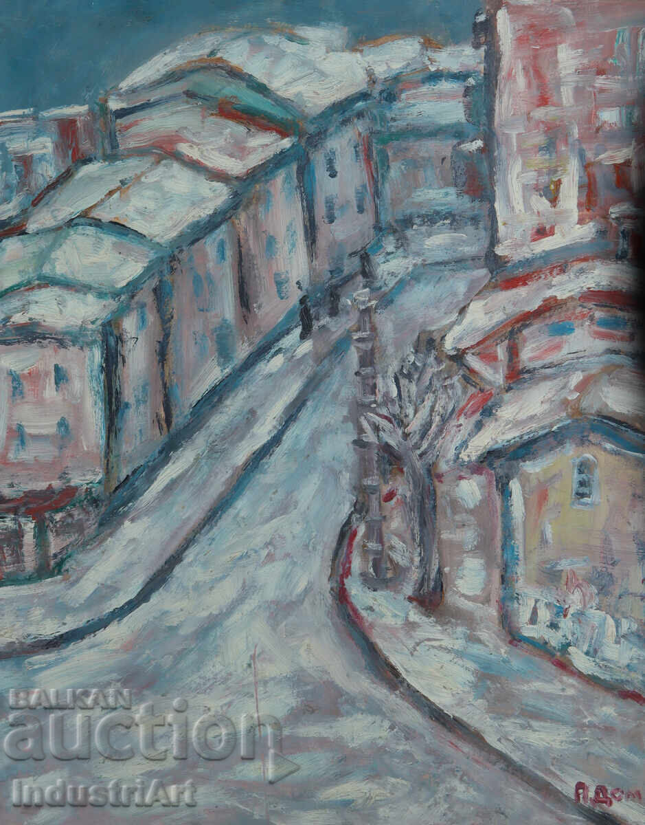 Oil painting, genre scene, cityscape