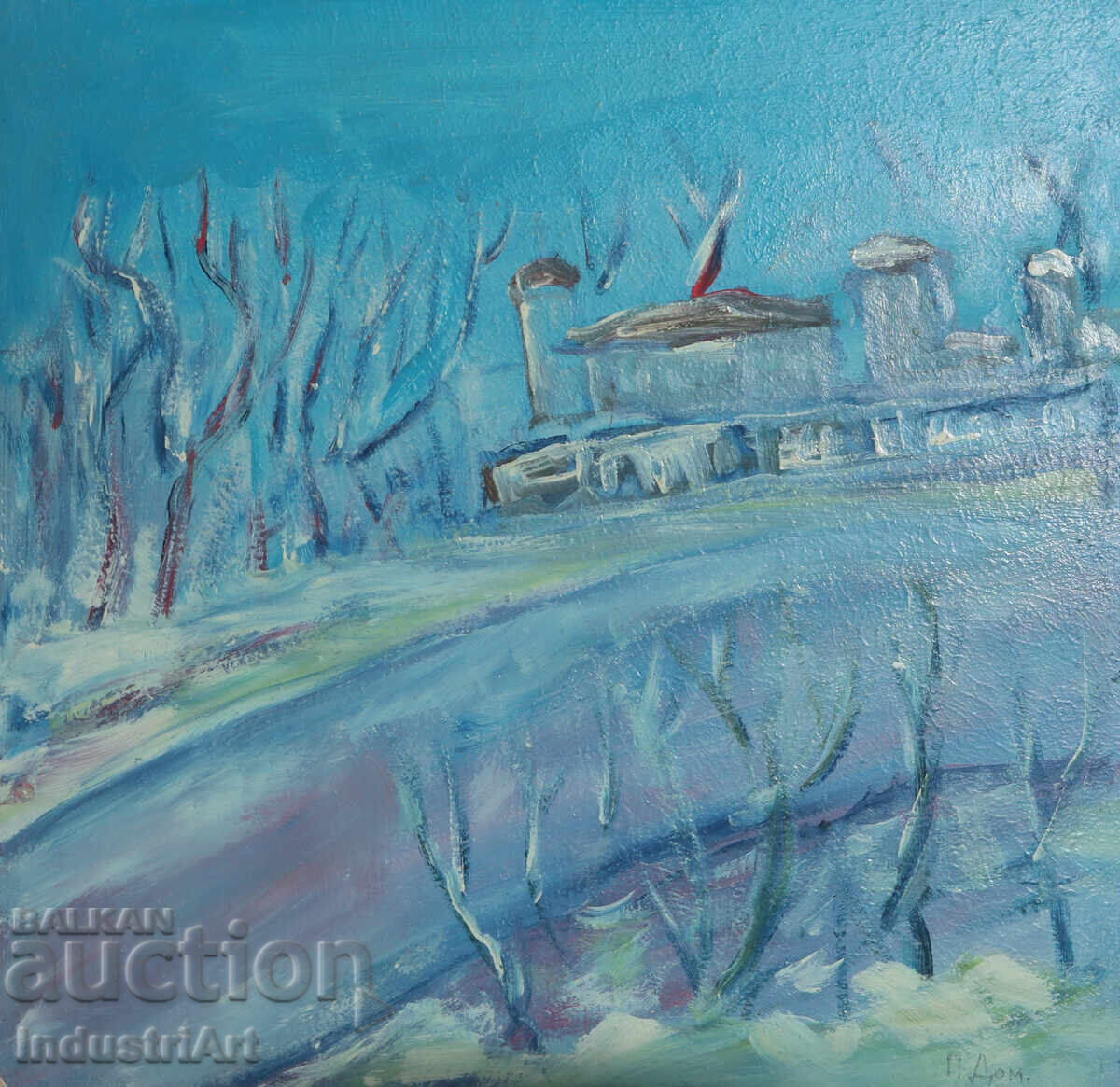 Картина маслени бои зимен пейзаж Картина маслени бои зимен пейзаж