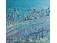 Έργο ζωγραφικής με λάδι, χειμερινό τοπίο