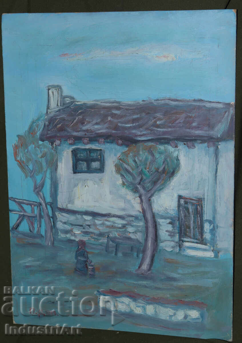 Auction  Oil painting, genre scene, village landscape