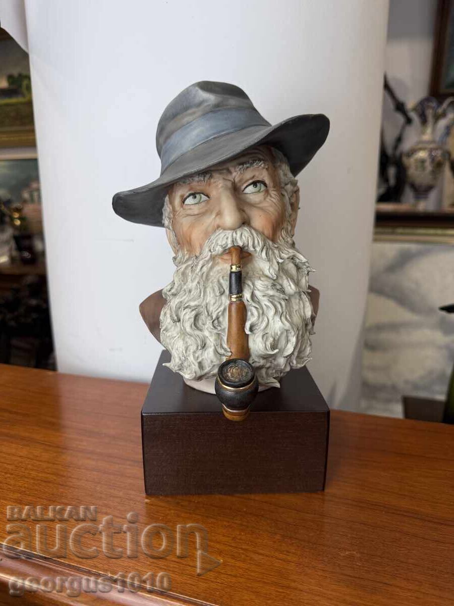 Auction  Italian porcelain bust "Old Man with a Pipe" No. 7394