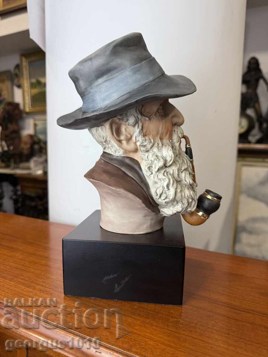 Italian porcelain bust "Old Man with a Pipe" No. 7394 - 5