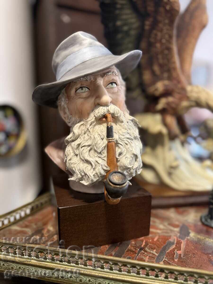 Italian porcelain bust "Old Man with a Pipe" No. 7394