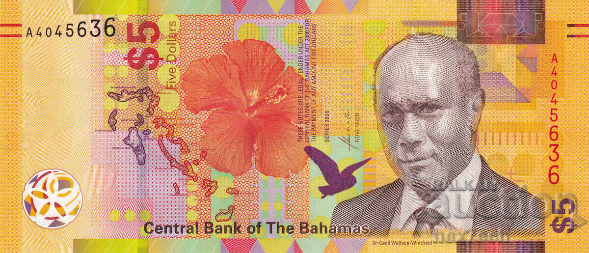 ❤️ ⭐ Μπαχάμες 2020 5 $ UNC Νέο ⭐ ❤️ με τιμή 26.99 BGN | € 13.80