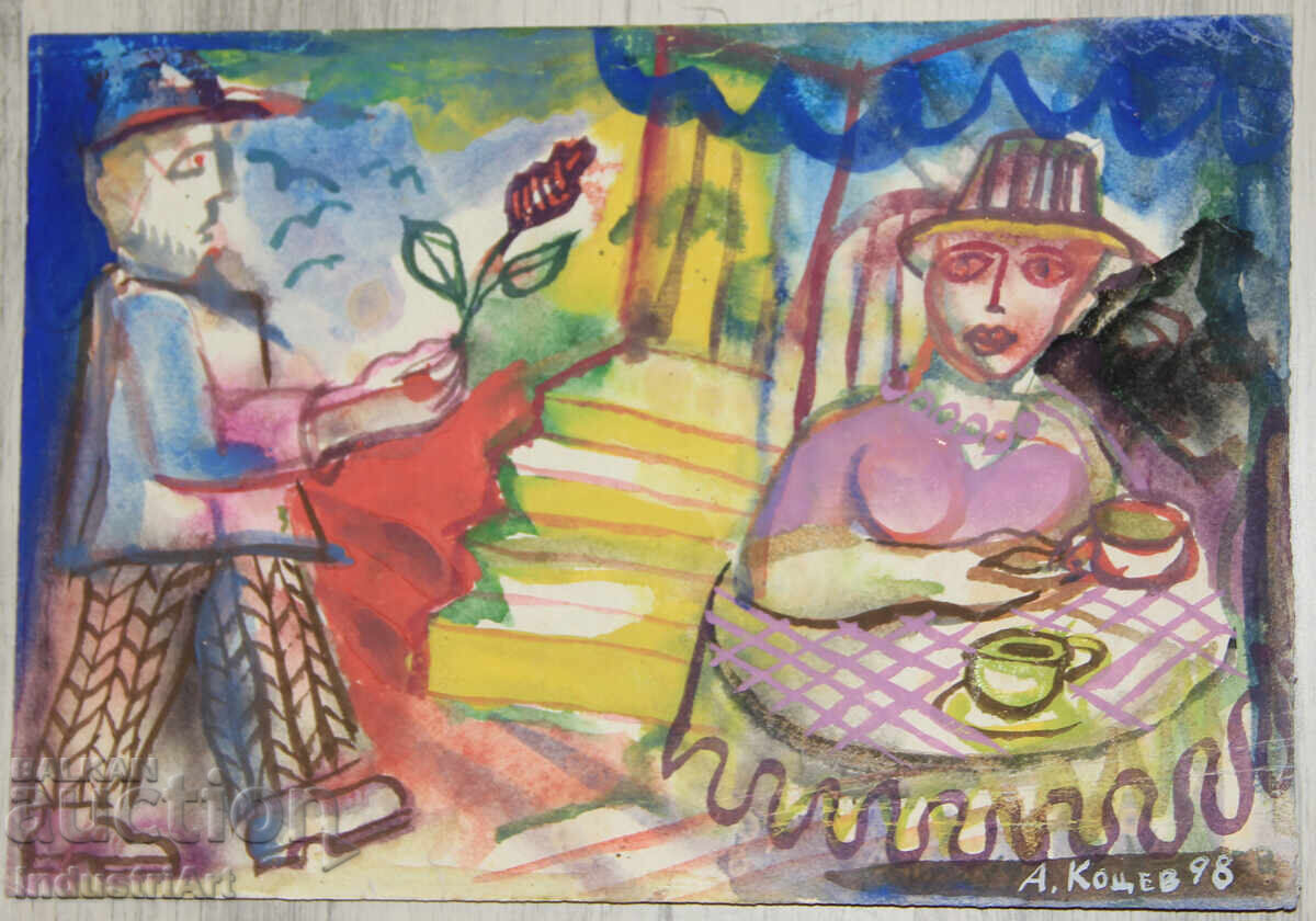 Delivery of Contemporary Art Watercolor Expressionist Composition