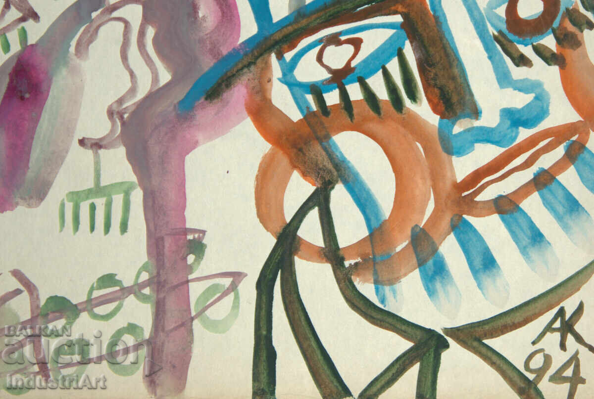 Модерно изкуство , акварел абстрактен портрет двойка с цена 100.00 лв. | € 51.13