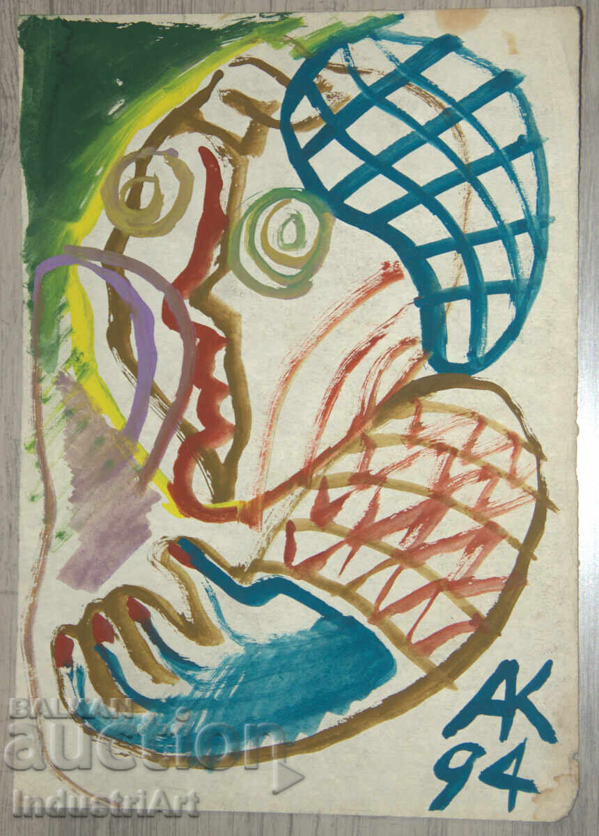 Auction  Contemporary Art, Watercolor Expressionist Portrait