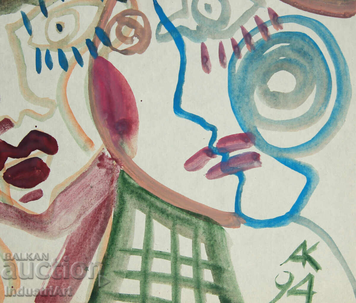 Modern art, watercolor abstract portrait couple - 5