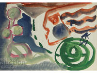 Contemporary Art Watercolor Expressionist Composition