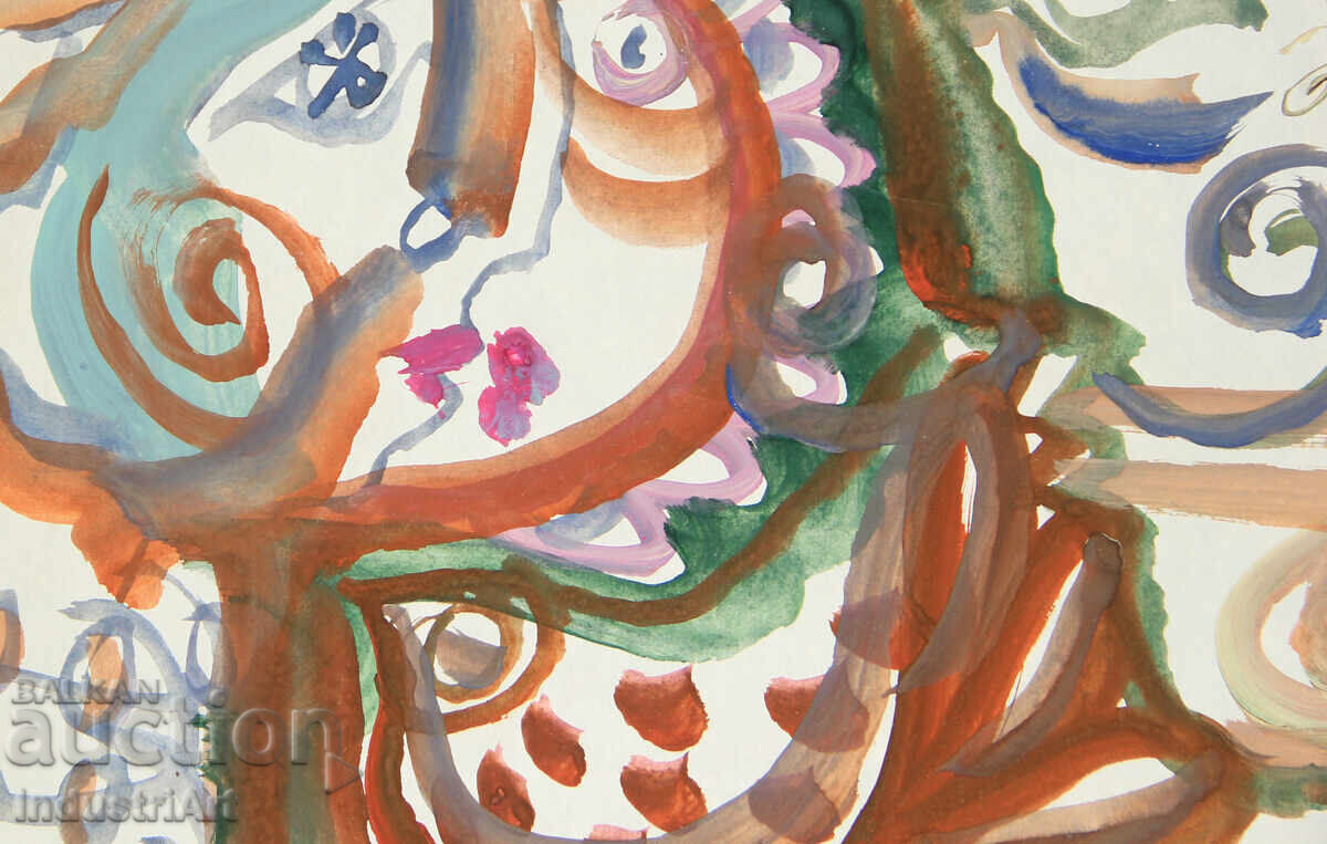 Auction  Modern Art Watercolor Abstract Portrait
