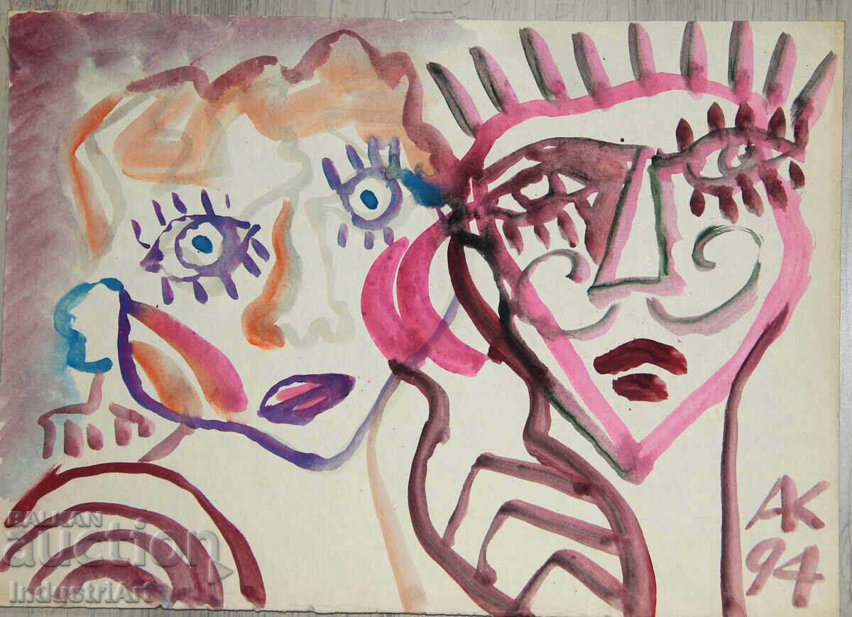 Modern Art Watercolor Abstract Portrait - 5