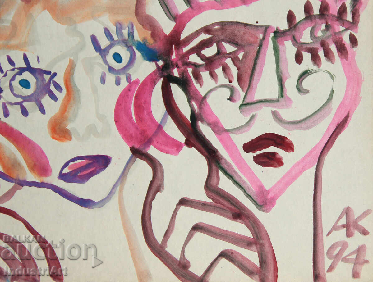 Modern Art Watercolor Abstract Portrait