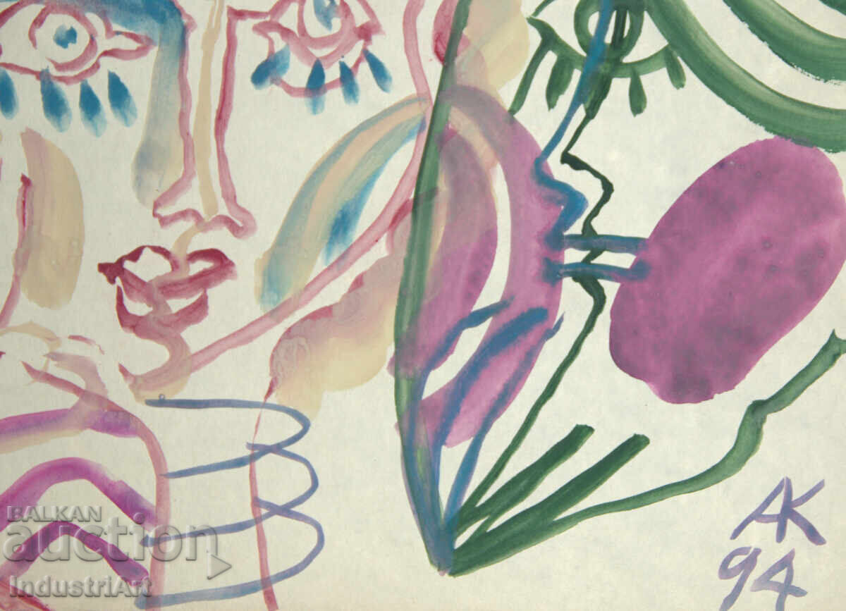 Delivery of Modern art, watercolor abstract portrait