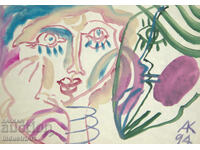 Modern art, watercolor abstract portrait