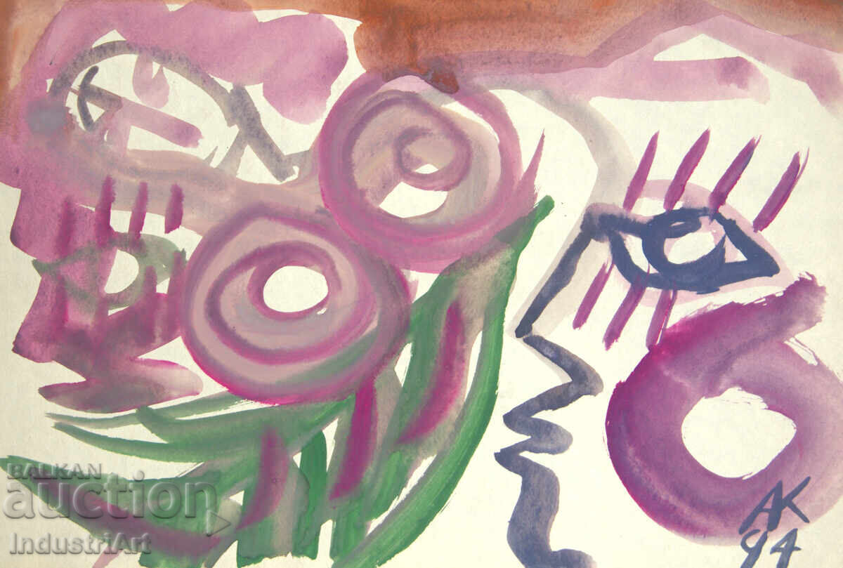 Delivery of Modern art, watercolor abstract nude body