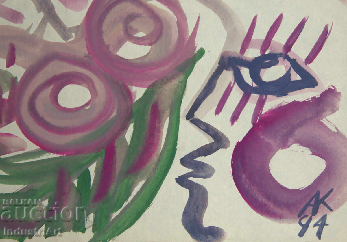 Modern art, watercolor abstract nude body - 5