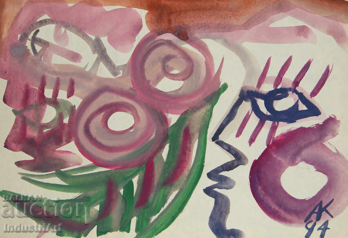 Modern art, watercolor abstract nude body