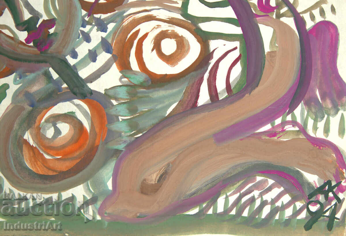 Modern art, watercolor abstract nude body - 5